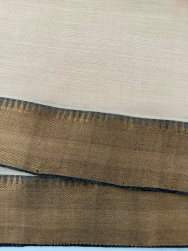 Handwoven Mangalgiri Cotton Saree | Off-White | Gold Zari | Handwoven | Ships from California